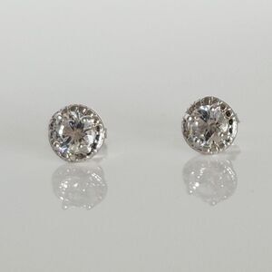 Genuine White Sapphire Halo Earrings